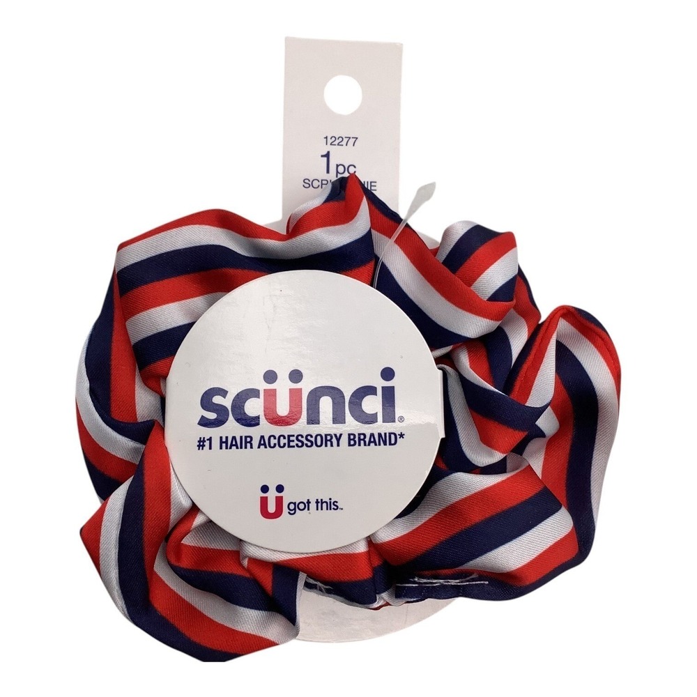 Scunci Hair Accessories 1‎ pc Scrunchie Red/White/Blue 12277 For Women & Girls